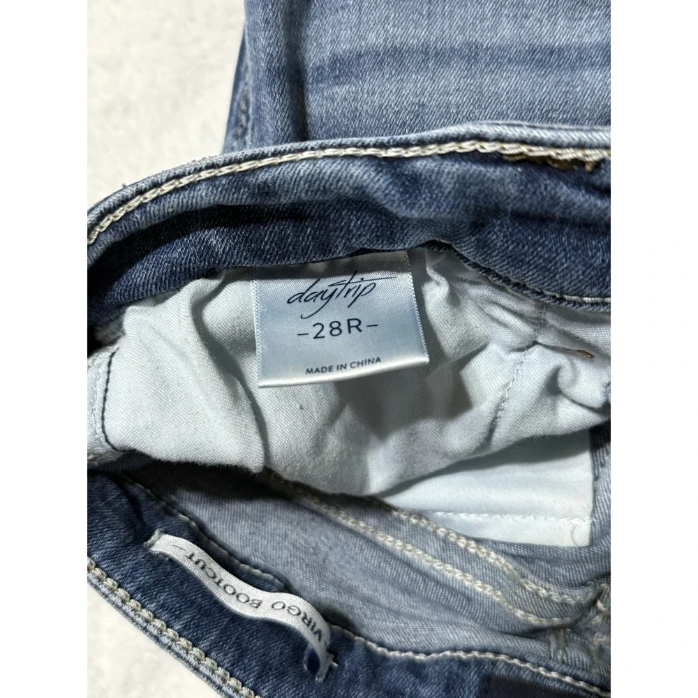 Daytrip Womens 28‎ Virgo Bootcut Jeans Blue Stitch Medium Wash Denim 28x29.5